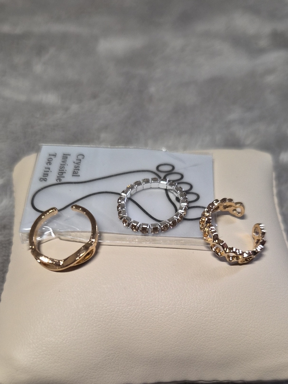 Crystal Accent Gold and Silver Toe Ring Set - Women Jewelry